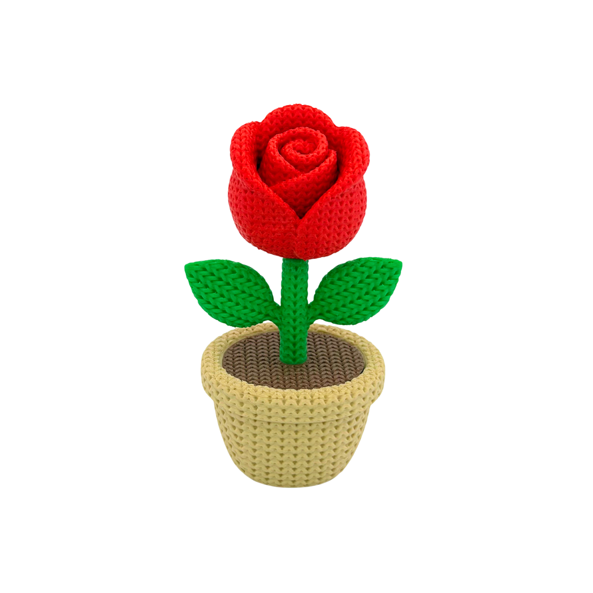 Strick Rose im Topf