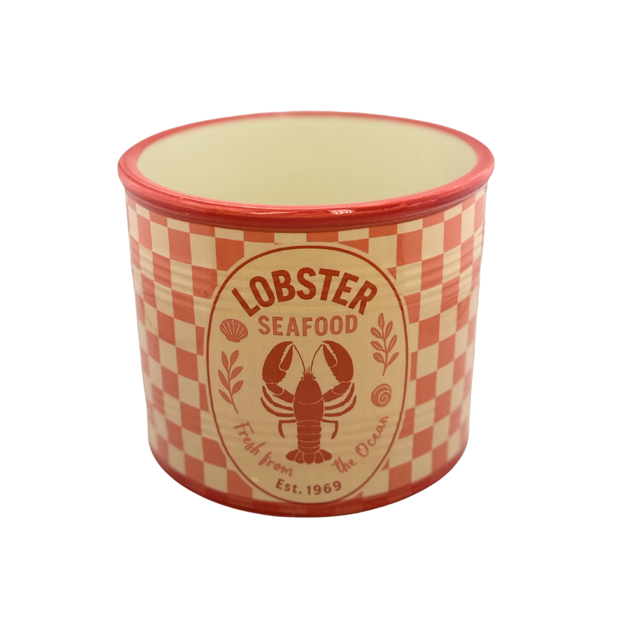Lobster Can – Keramik-Übertopf im Retro-Fischdosen-Look