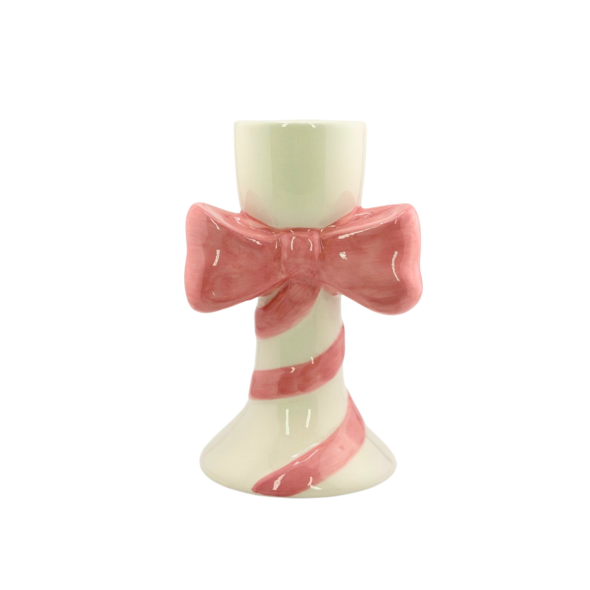 Kerzenhalter mit Schleife Weiß Rosé