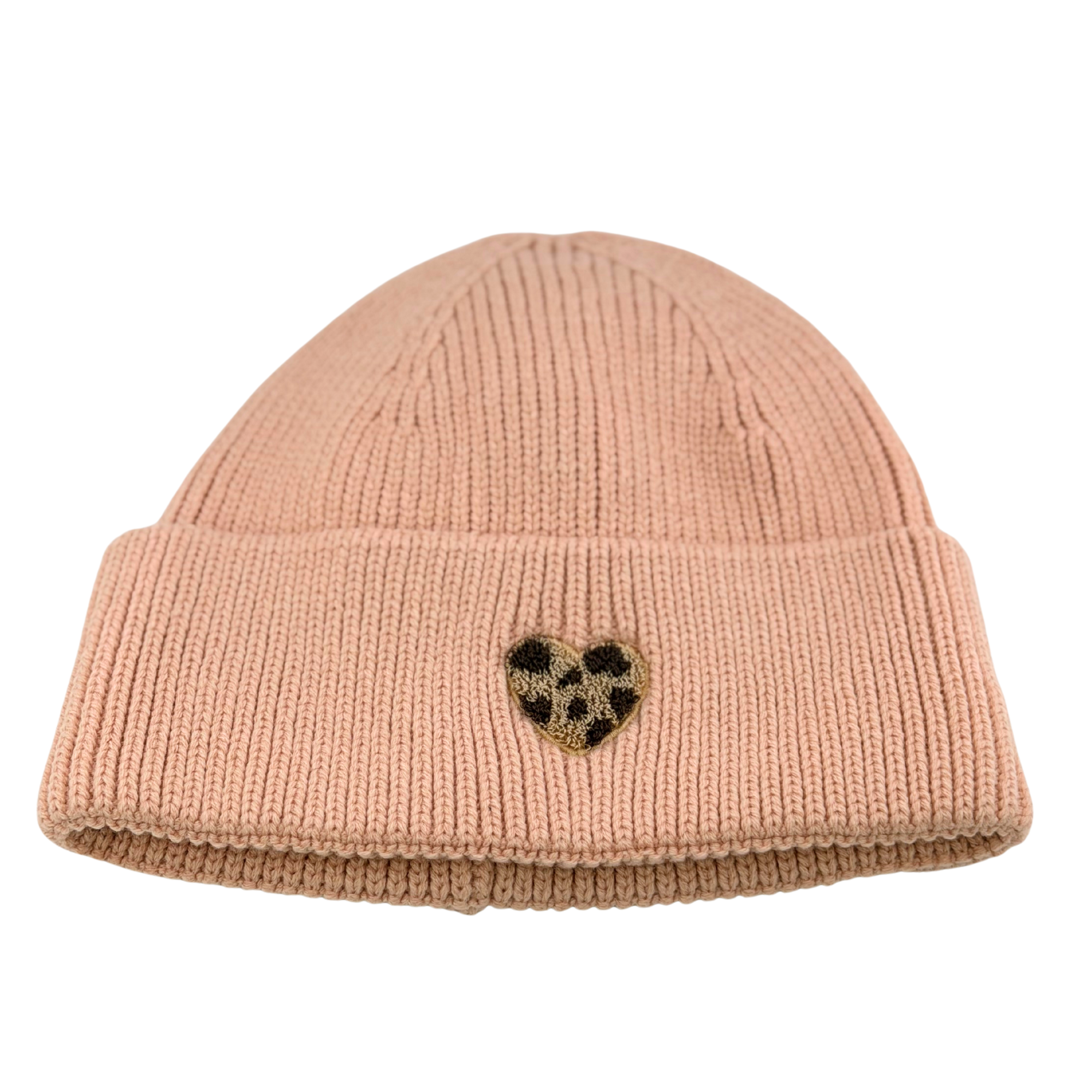 Strickmütze rosa mit Leo Herz