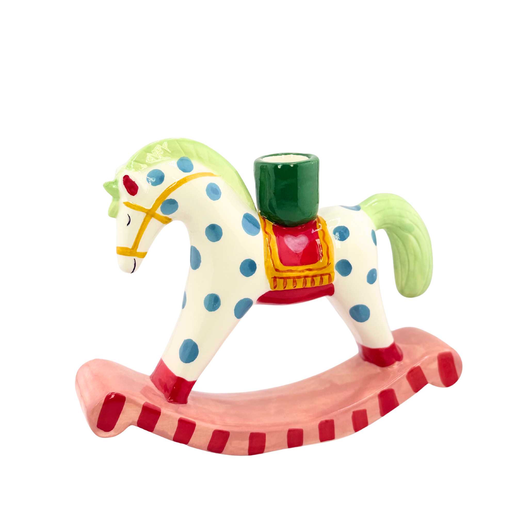 Schaukelpferd Kerzenhalter grün